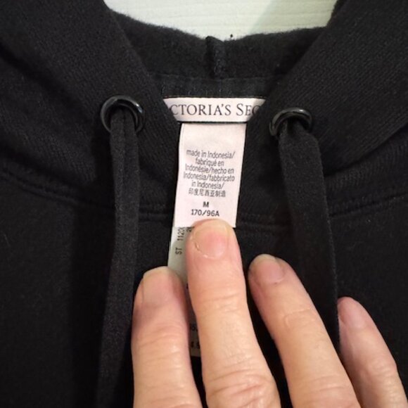 Victoria's Secret "Love Club" Black Pullover Hoodie Sz M - Picture 5 of 6